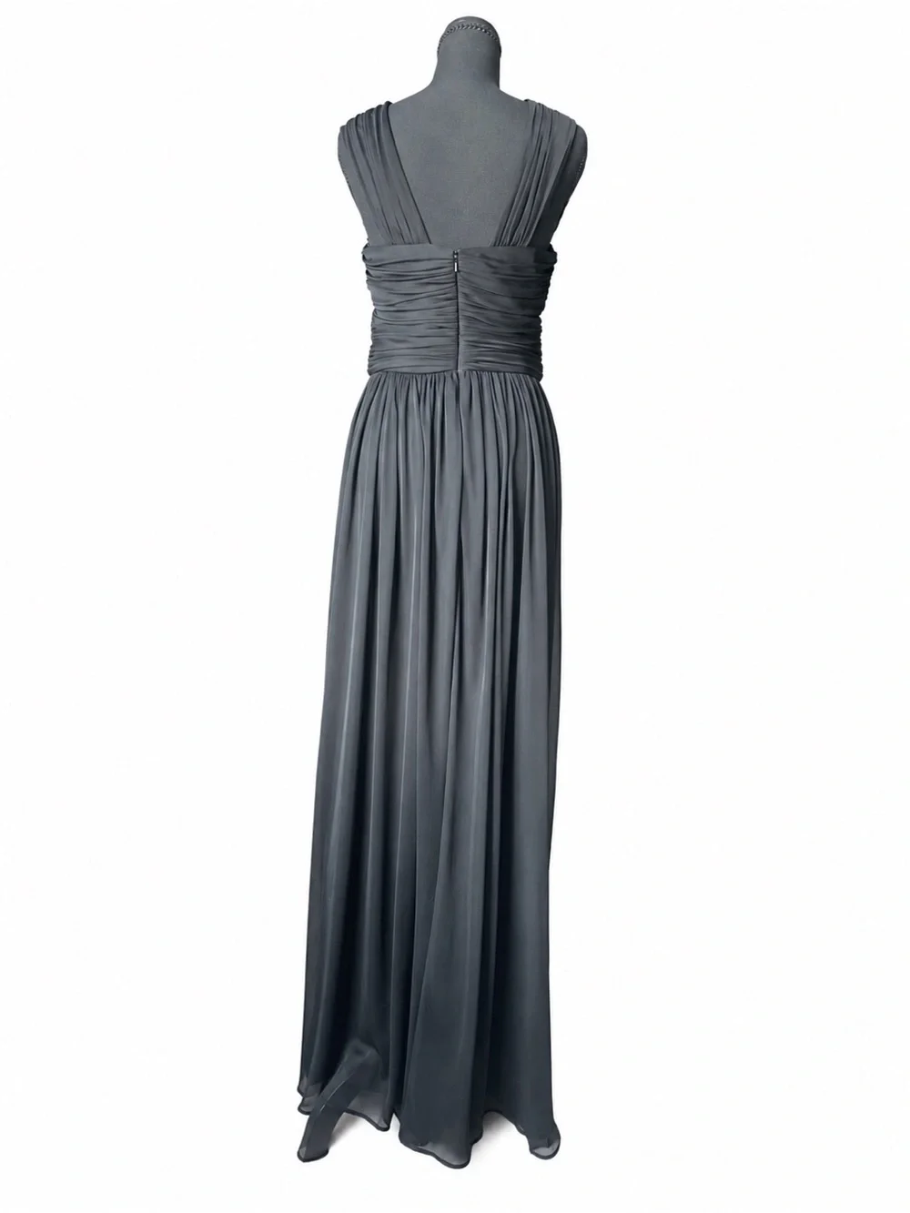 ALFRED SUNG Black Sleeveless Pleated Crossover Maxi Dress - Picture 3 of 7